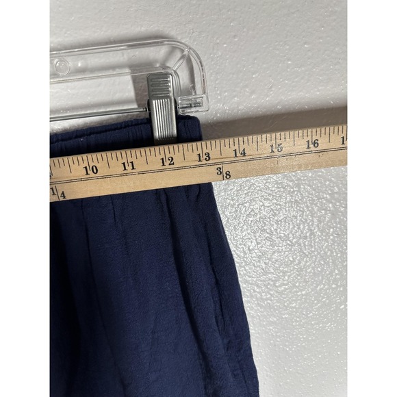 Ruffle Hem Pants Womens Medium Navy Culottes Cropped Elastic Waist Pockets - Picture 4 of 8
